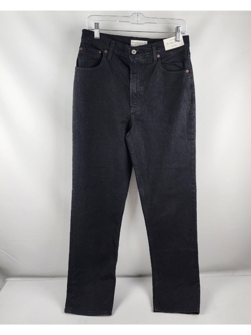 Abercrombie & Fitch Jeans Women 12L Black The 90s Straight High Rise (31x32) NWT